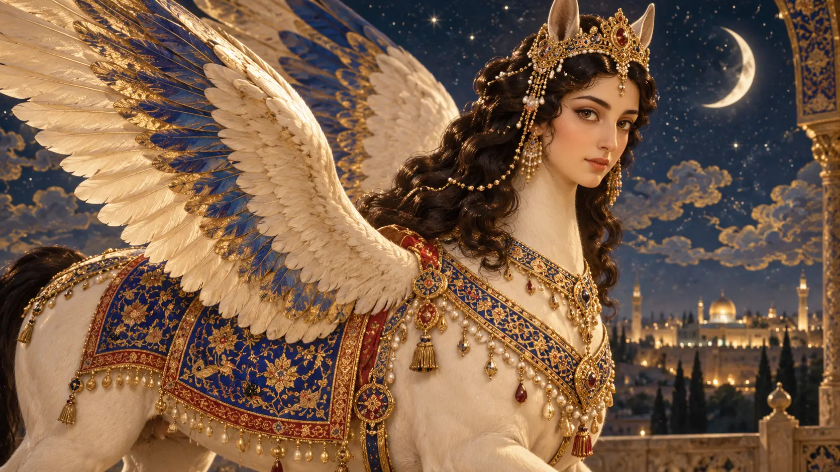 Persian painting often adds a horse-like body, wings, and a human or woman’s face