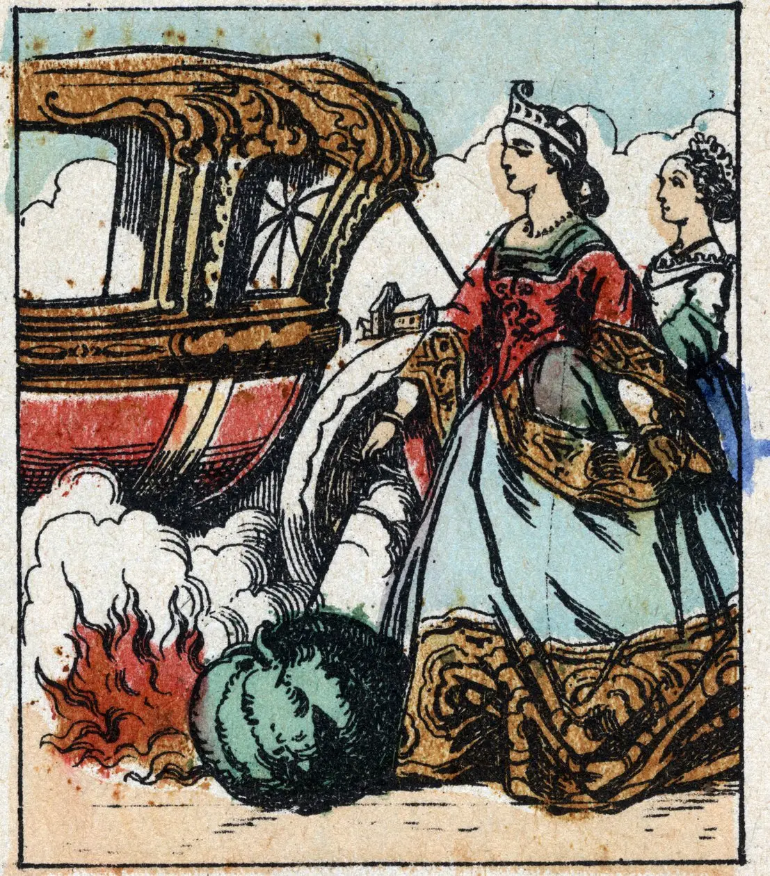 The Fairy Godmater and Cindarella - Illustration of Charles Perrault's tale “Cinderella or The Little Glass Slipper”. Wood engraving of Imaging Pellerin - Epinal, sd. Late 19th century
