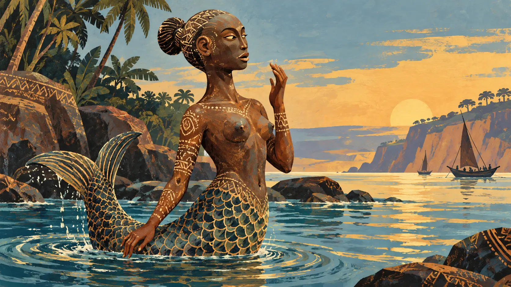 A contrasting narrative image appears in The Kianda and the Young Woman