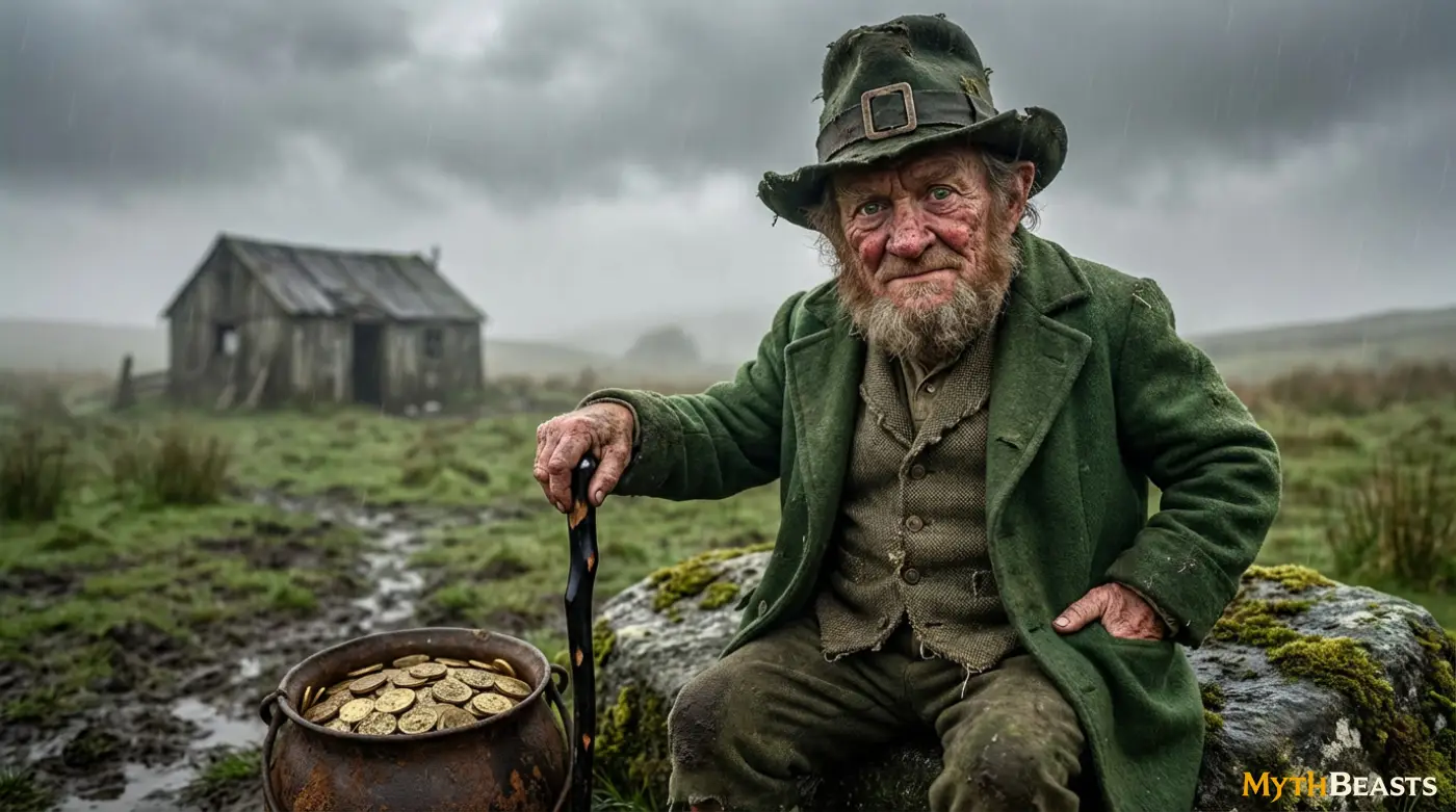 Leprechauns are traditionally depicted as small, elderly men, often dressed in green coat