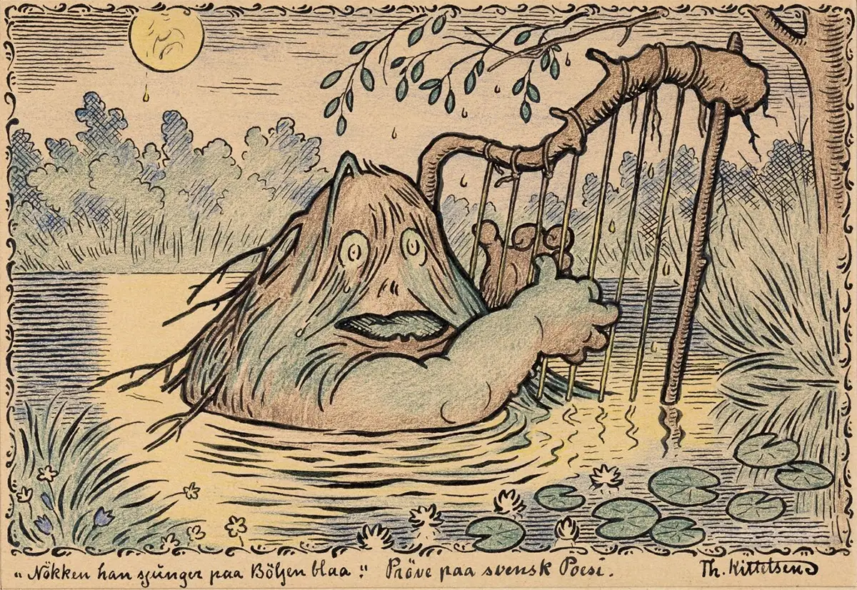 "Nøkken han sjunger paa Bøljen blaa" by Theodor Kittelsen, 1900