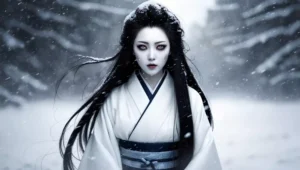 Yuki-onna - a pale figure in the snow, her skin like moonlight, her breath as cold as the frost