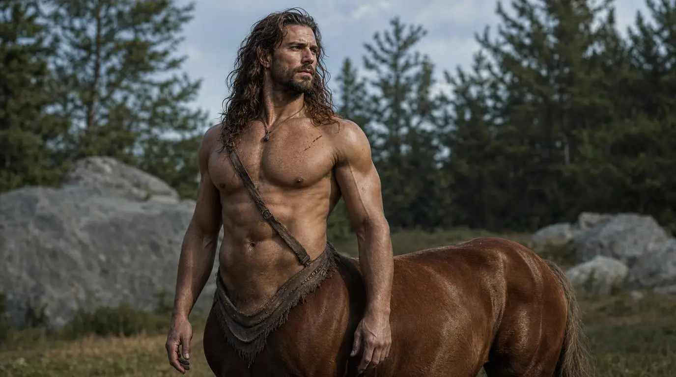 Centaurs are typically depicted as having the upper body of a human, including the head, arms, and torso, seamlessly merging with the body and legs of a horse