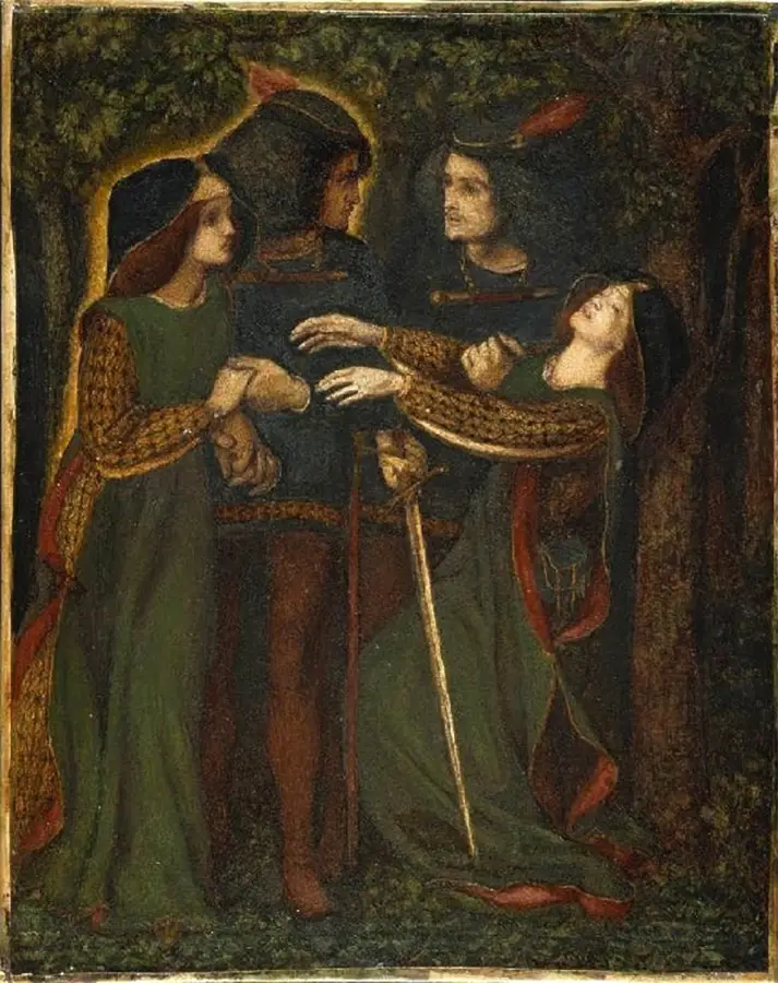 Dante Gabriel Rossetti, How They Met Themselves, watercolour, 1864