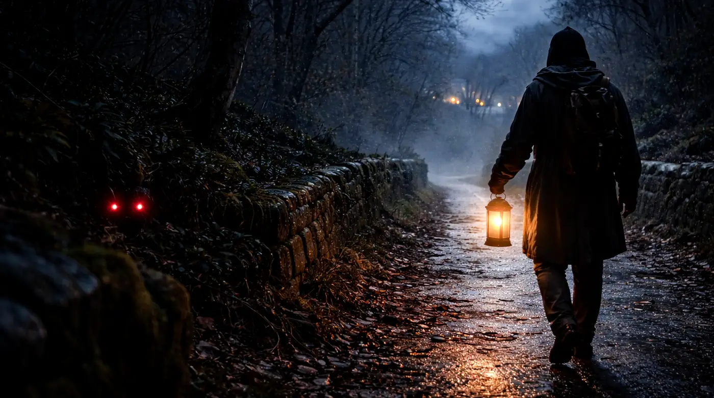travelers noticing watching eyes on rural paths near Pratdip