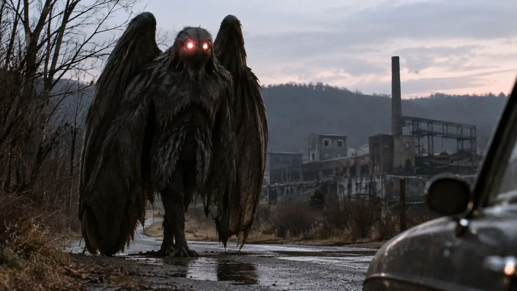 The Mothman- Some witnesses compared the body to a muscular man, while others called the figure an enormous bird
