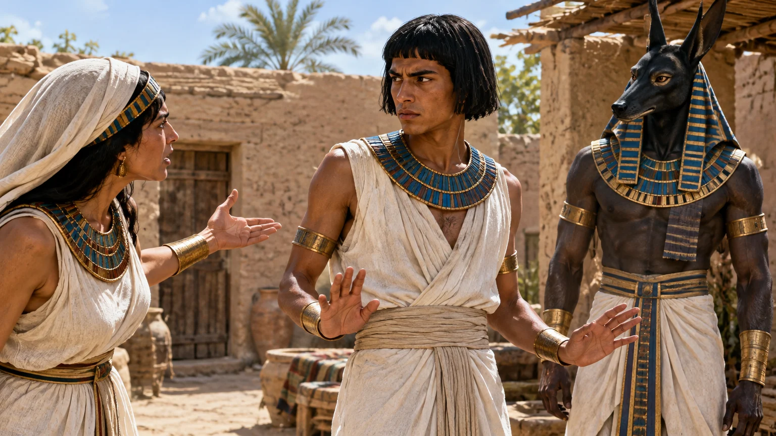 In the New Kingdom Egyptian tale, Bata faces an accusation before his brother Anpu, turning a household conflict into danger.