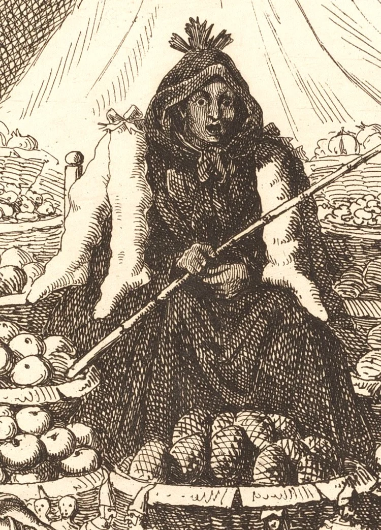 La Befana shown in La Befana (detail), by Bartolomeo Pinelli.