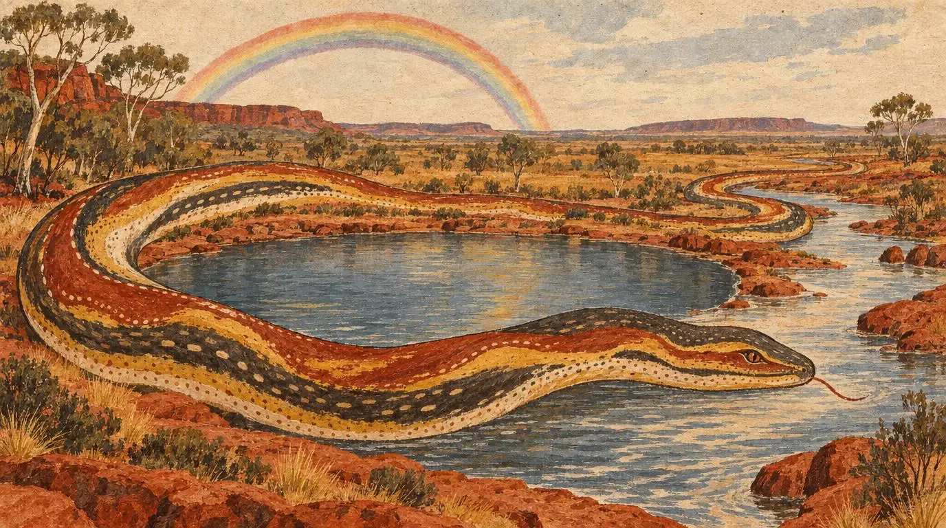 The Rainbow Serpent. Forms and visual traditions vary among Aboriginal Australian communities
