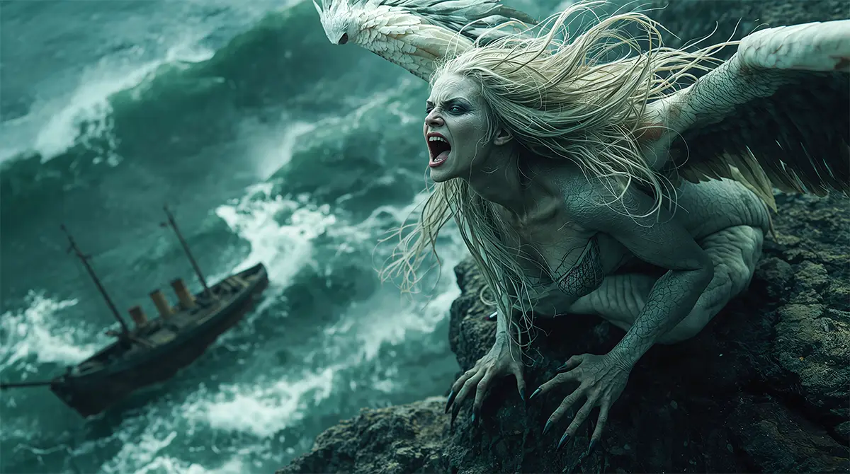 Sirens were originally depicted as bird-women. They sang irresistible songs that lured sailors to destruction