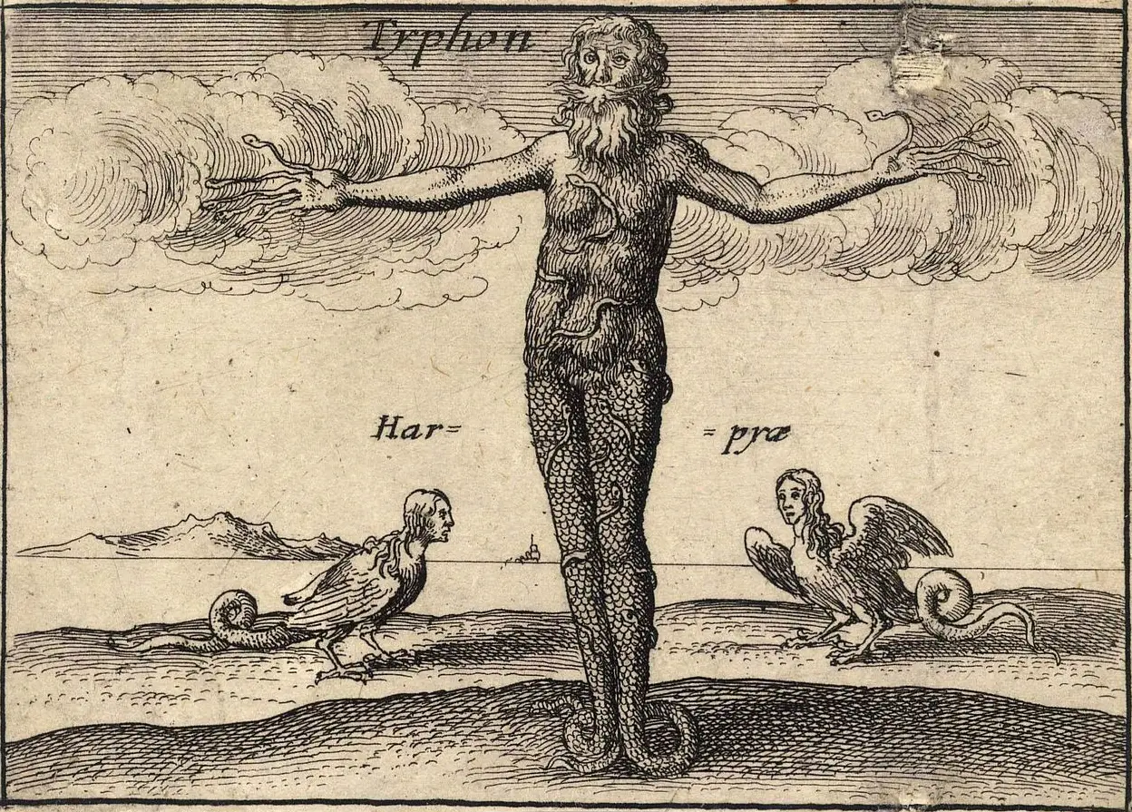 Typhon Depiction by Wenceslaus Hollar, the 16th century